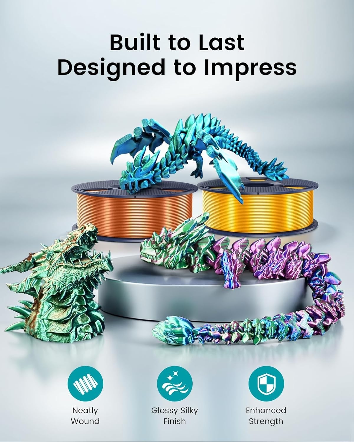 SUNLU Silk PLA+ Filament 1.75Mm Multicolor 250Gx4, Silky Glossy PLA plus 3D Prin