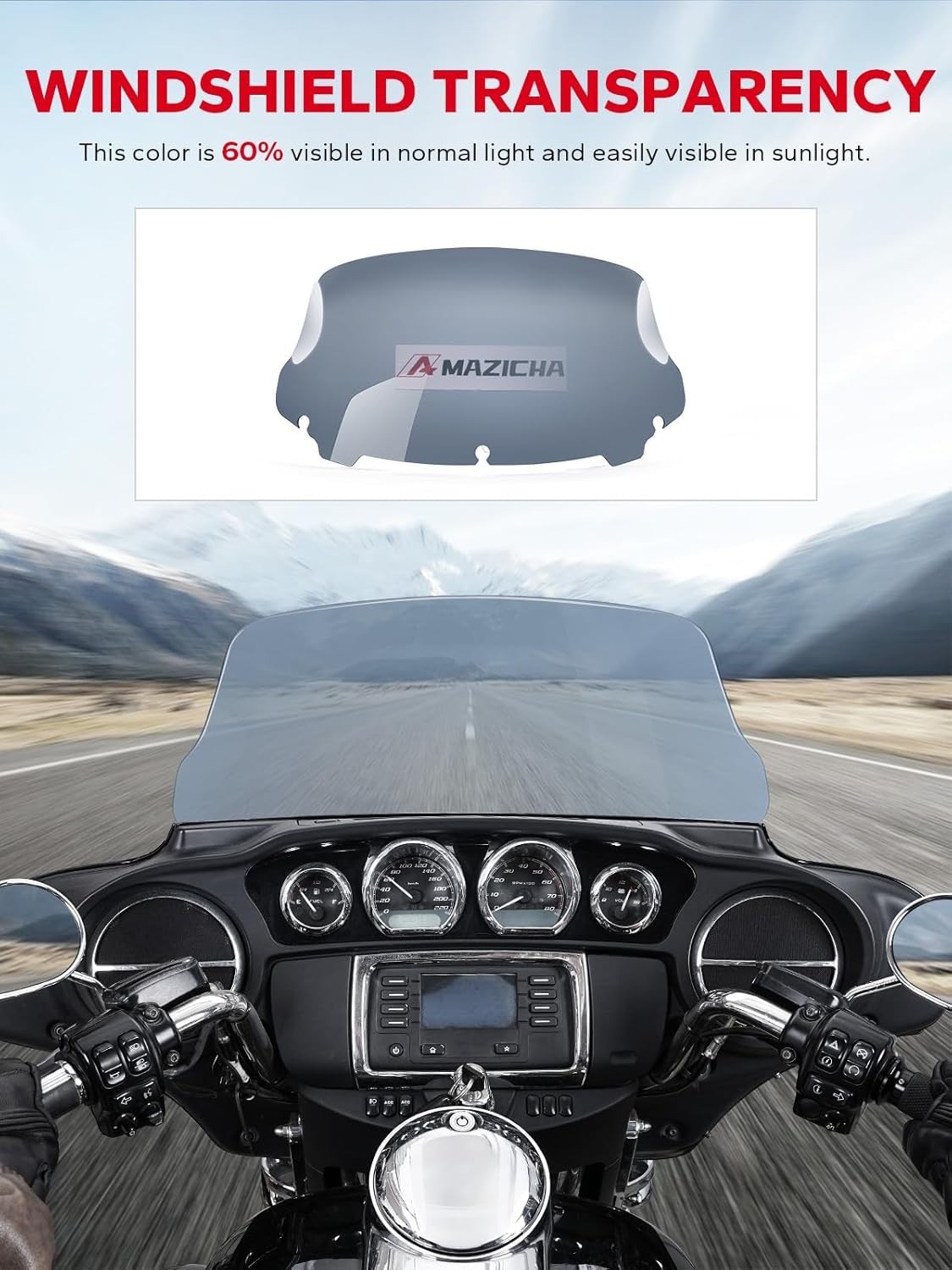 10 Wave Windshield Harley Davidson Touring Street Glide 2014-2023 Tint