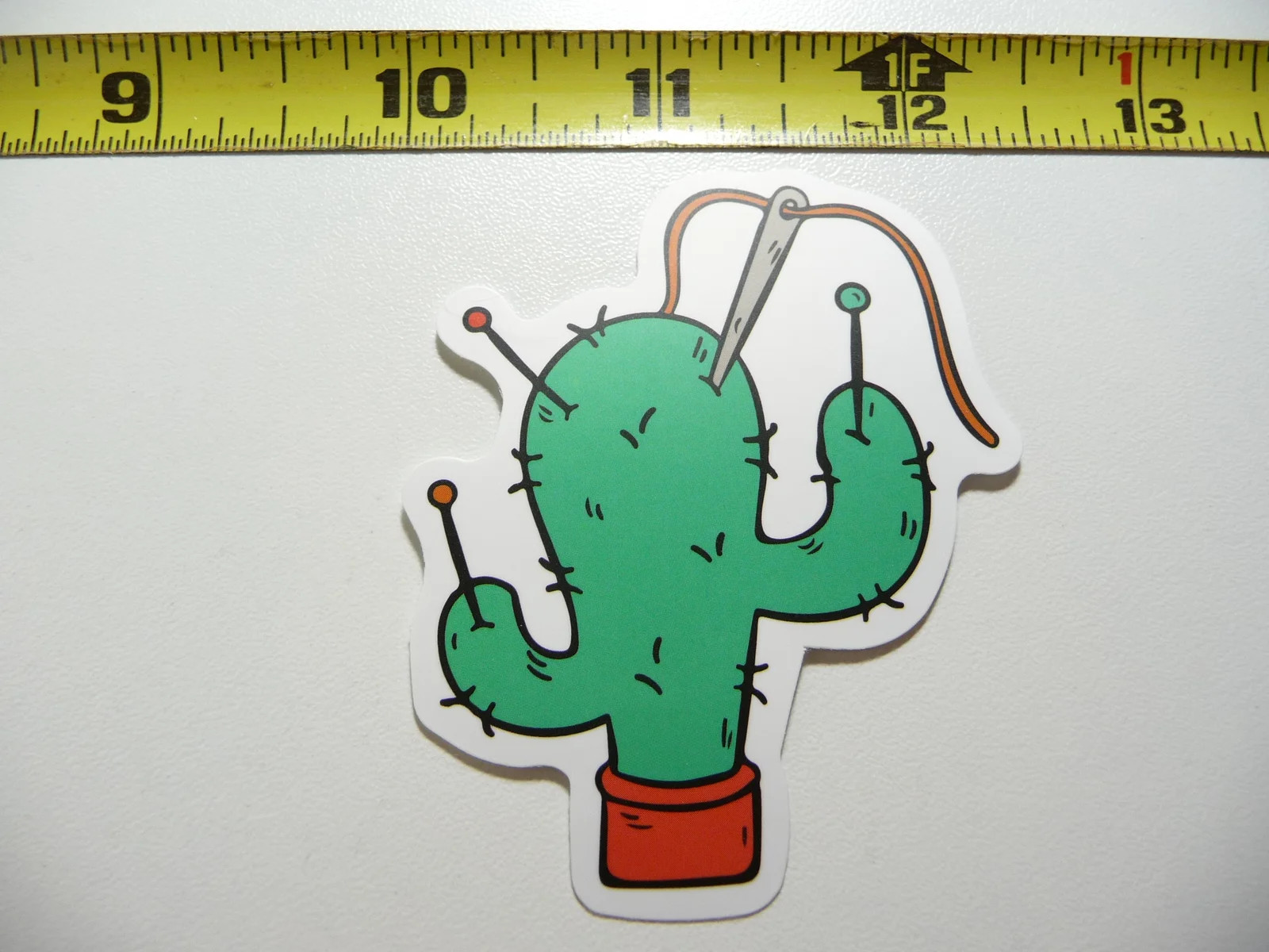 CACTUS PIN CUSHION SMALL STICKER DECAL SEWING SEW CLOTHING SEAMSTRESS