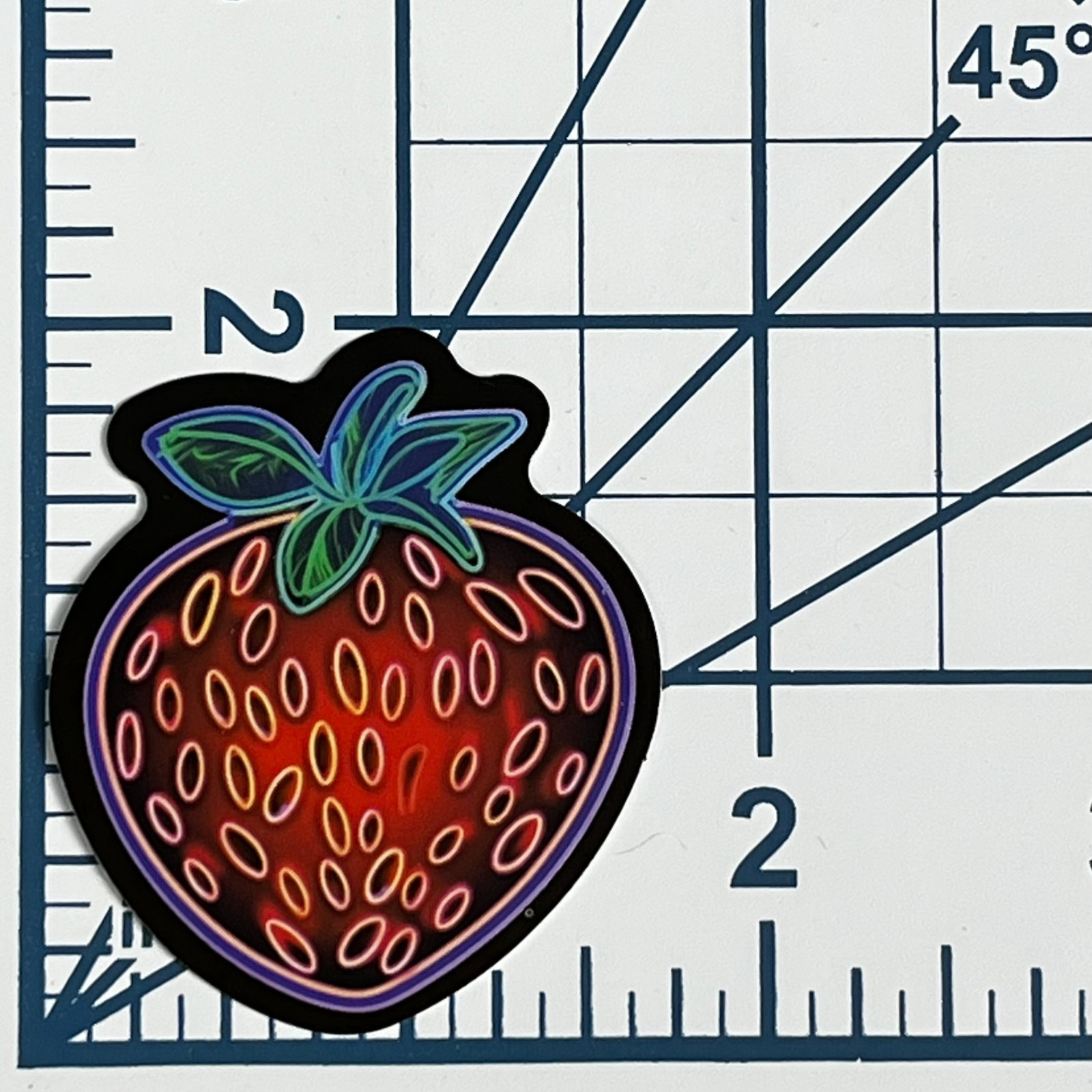 Retro Strawberry Vinyl Sticker Neon Airbrush Aesthetic Decal Glow Fruit Red Art