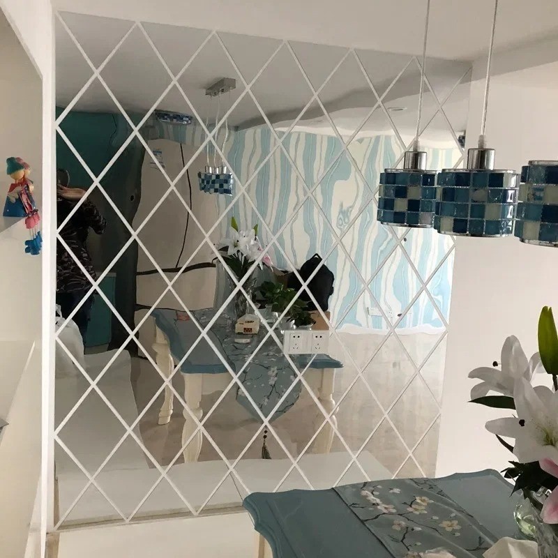DIY Acrylic 3D Triangle Mirror Wall Stickers Self Adhesive Diamond Home Decor