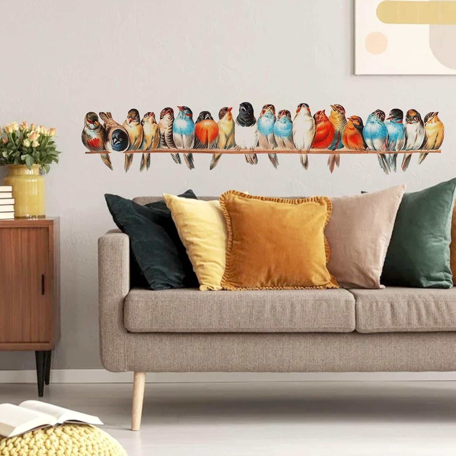 Watercolor Bird on Wire Wall Decals Removable