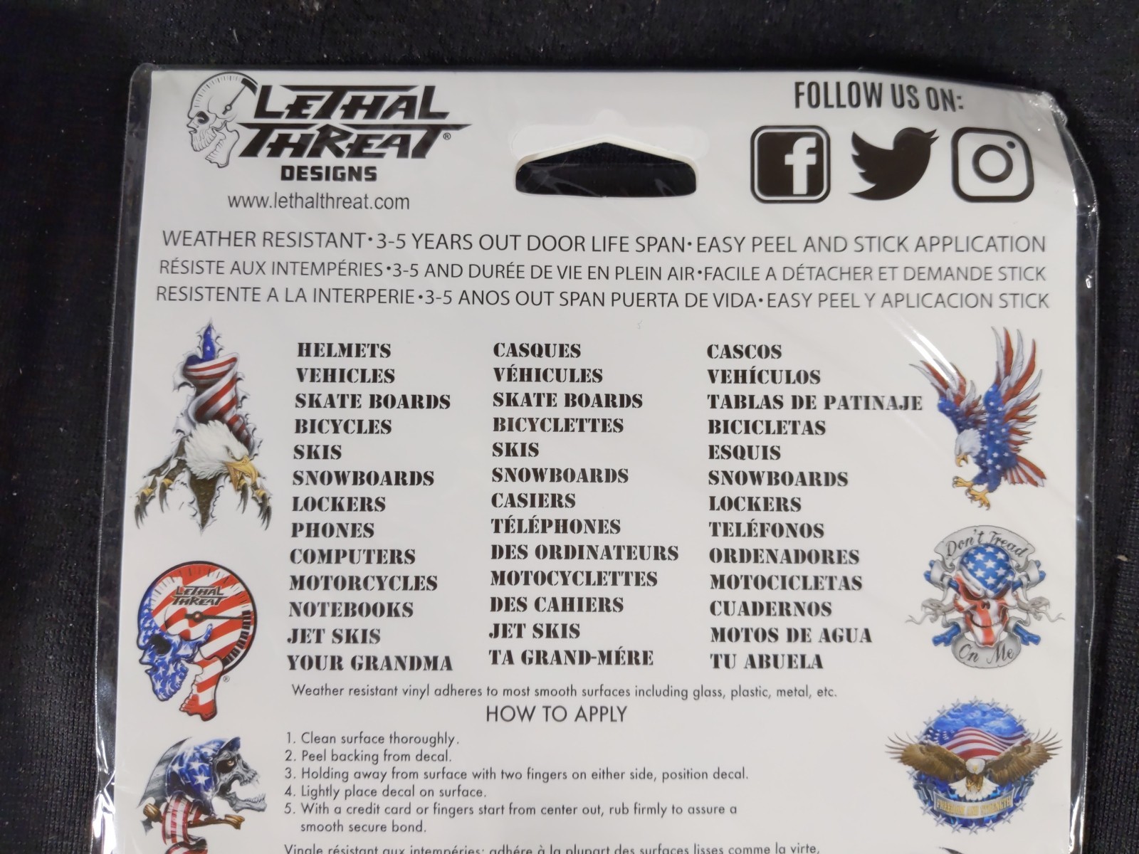 LETHAL THREAT USA SERIES 10-PACK x QTY. 2 Vinyl Decals Stickers SP37752 20 total