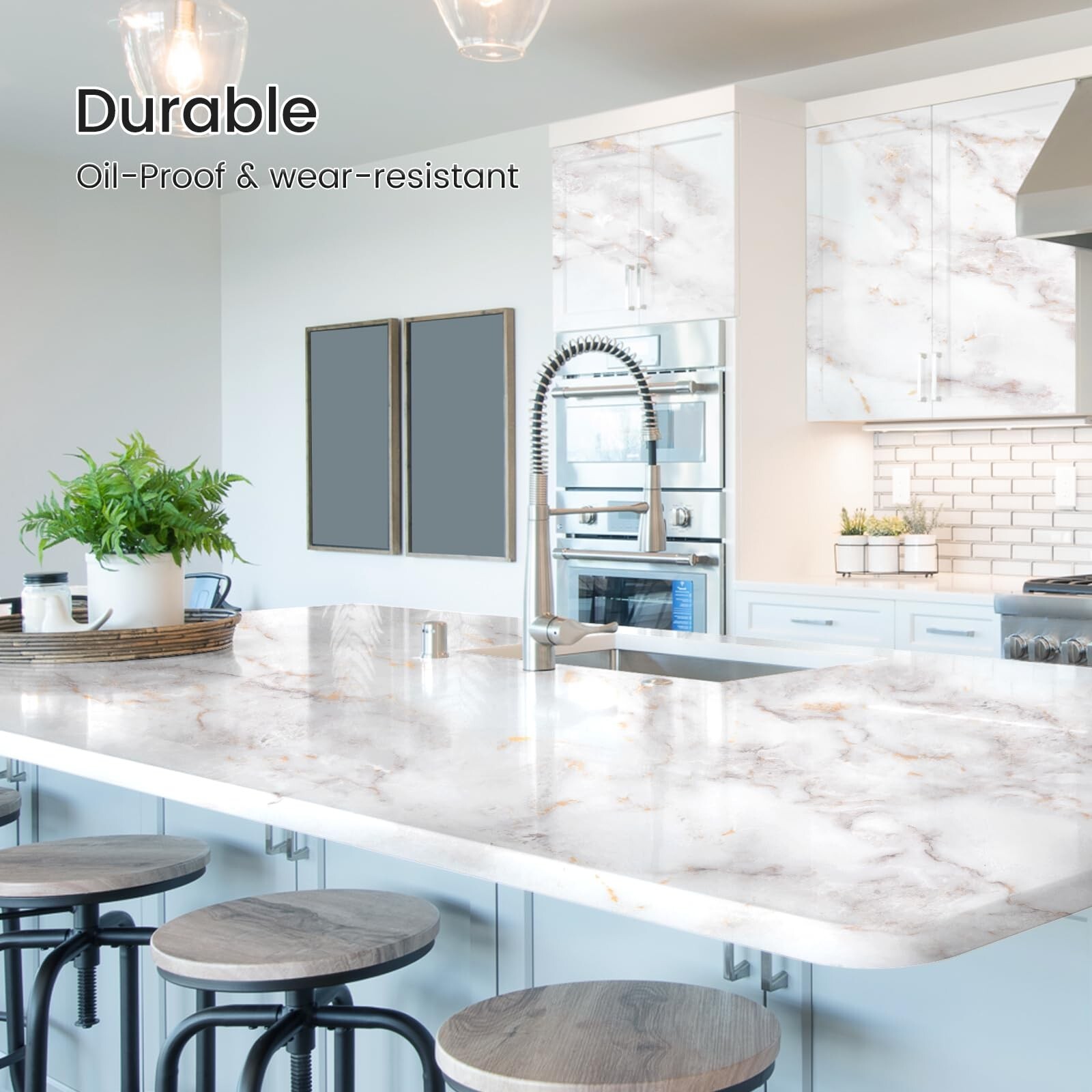 rabbitgoo Glossy Marble Contact Paper Peel and Stick Wallpaper 17.5" X 78.7" …