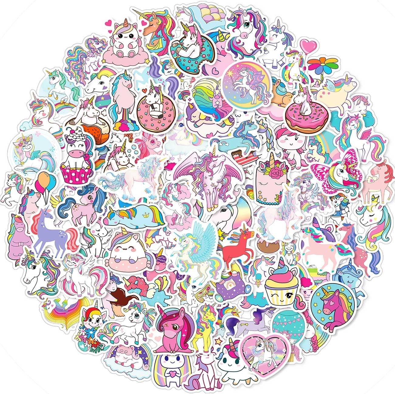 Unicorns Stickers 100 Pcs Waterproof Vinyl for Water Bottles