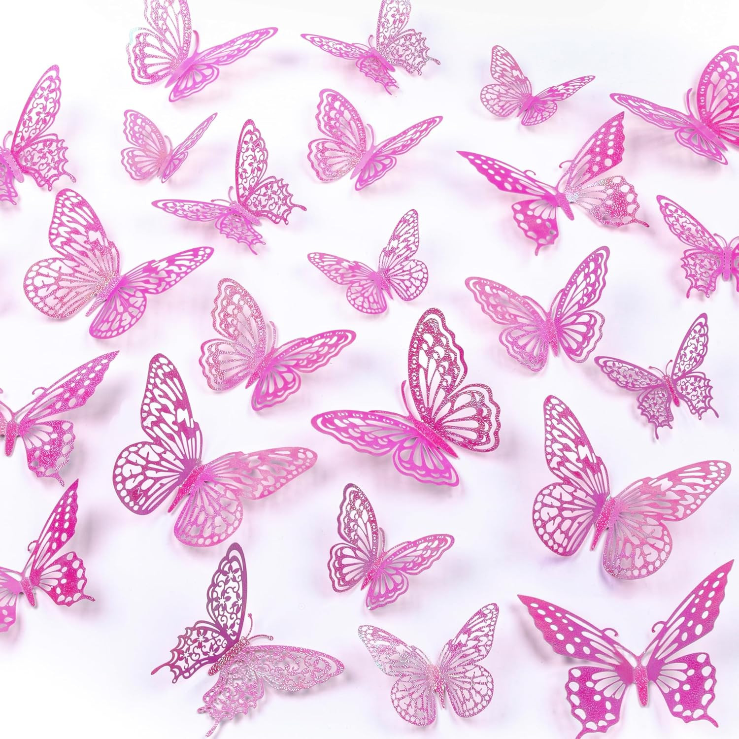 Butterfly Wall Decor, 48Pcs 3D Butterfly Stickers in 3 Sizes & 4 Styles for Ball