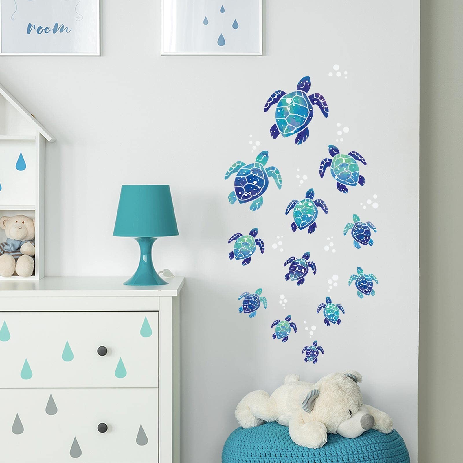 Sea Turtle Wall Decals 3D Ocean Grass Seaweed Stickers Under The Sea Wall Dec…