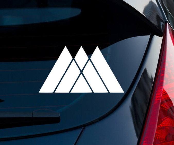 Destiny Warlock Logo Indoor Outdoor Matte White Vinyl Decal 5.6"x3"