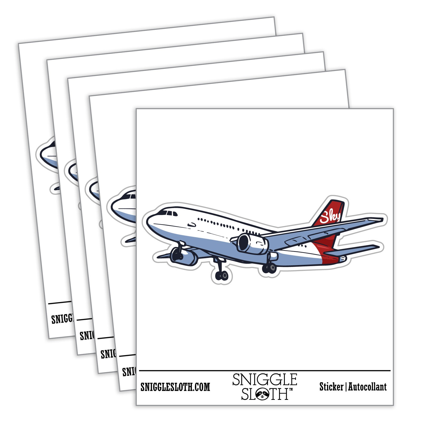 Commercial Airplane Aircraft Plane Waterproof Vinyl Decal Sticker Set – 5 Pack