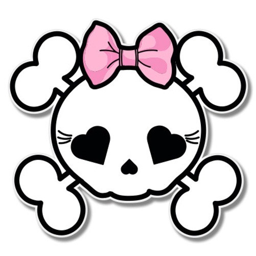 Skull Crossbones Cute with Bow Car Laptop Phone Vinyl Sticker – SELECT SIZE