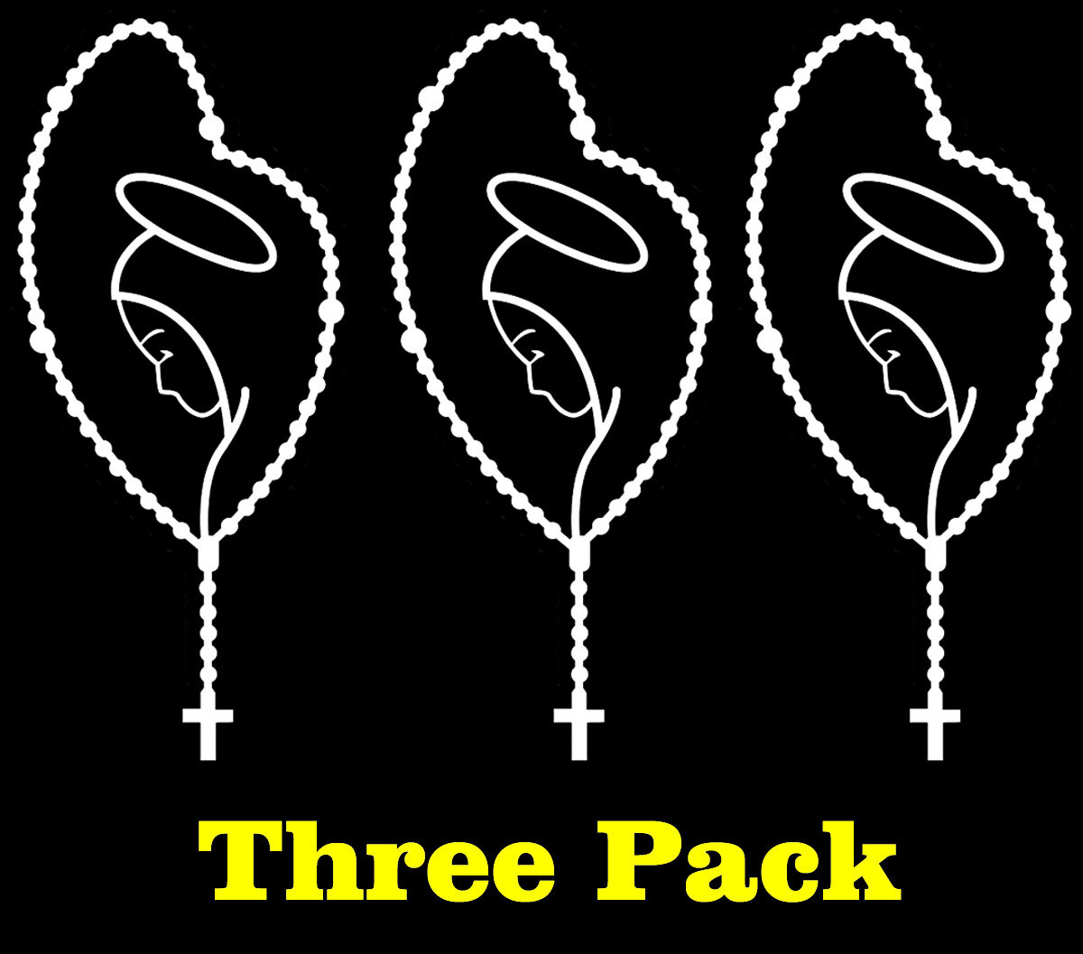 3 Pack 7" – Virgin Mary in Rosary Vinyl Decal Car Window Tumbler Laptop Tablet