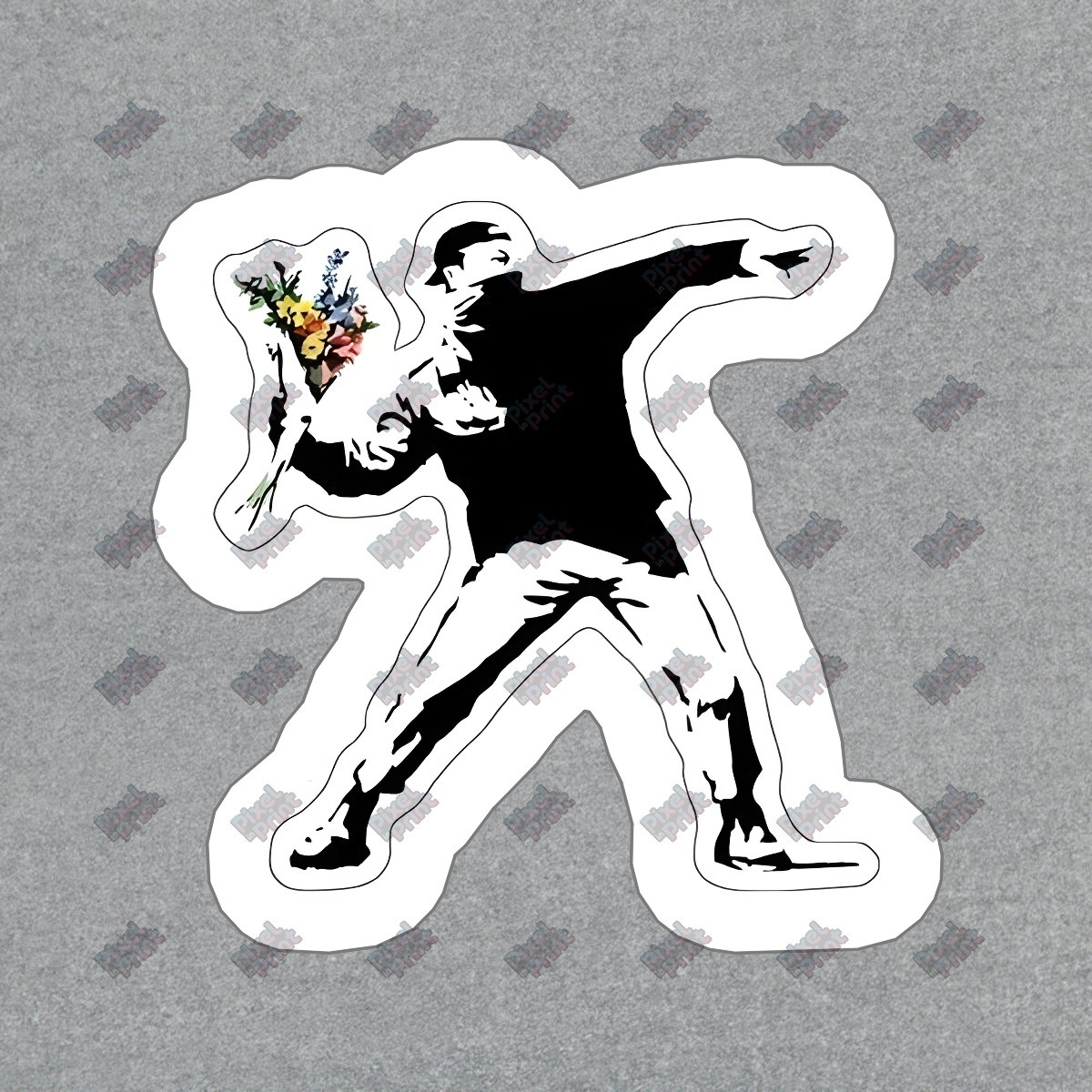 Banksy Inspired Flower Thrower Vinyl Sticker Street Art Decal for #846879