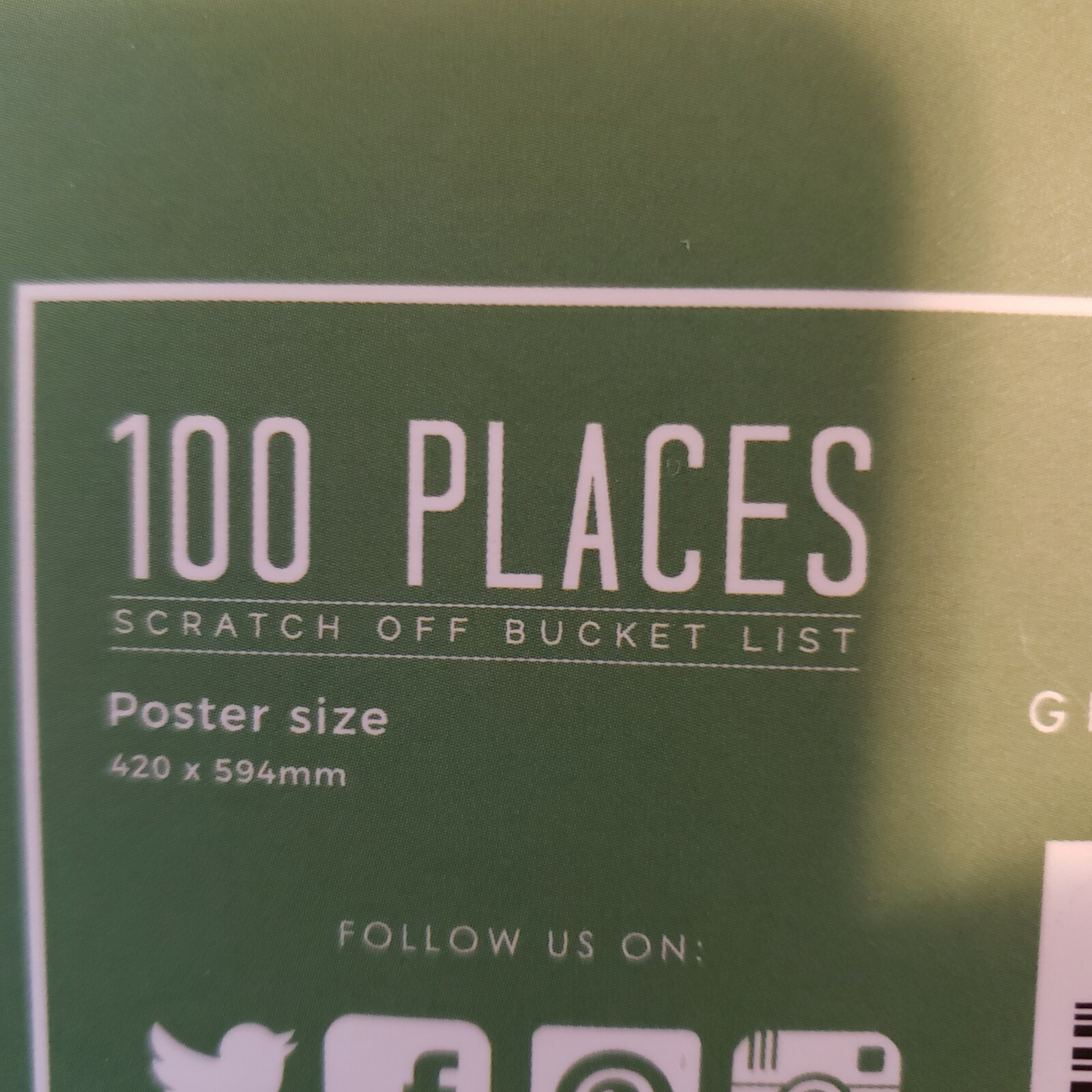 New In Box 100 Places to go Scratch Off Bucket List Poster