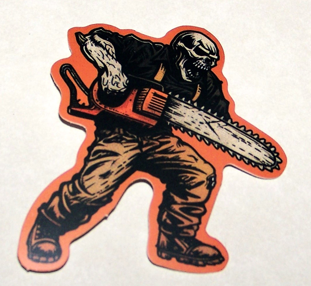 HALLOWEEN Themed Die Cut Sticker Decal All Hallows Eve Holiday – Skull Chainsaw
