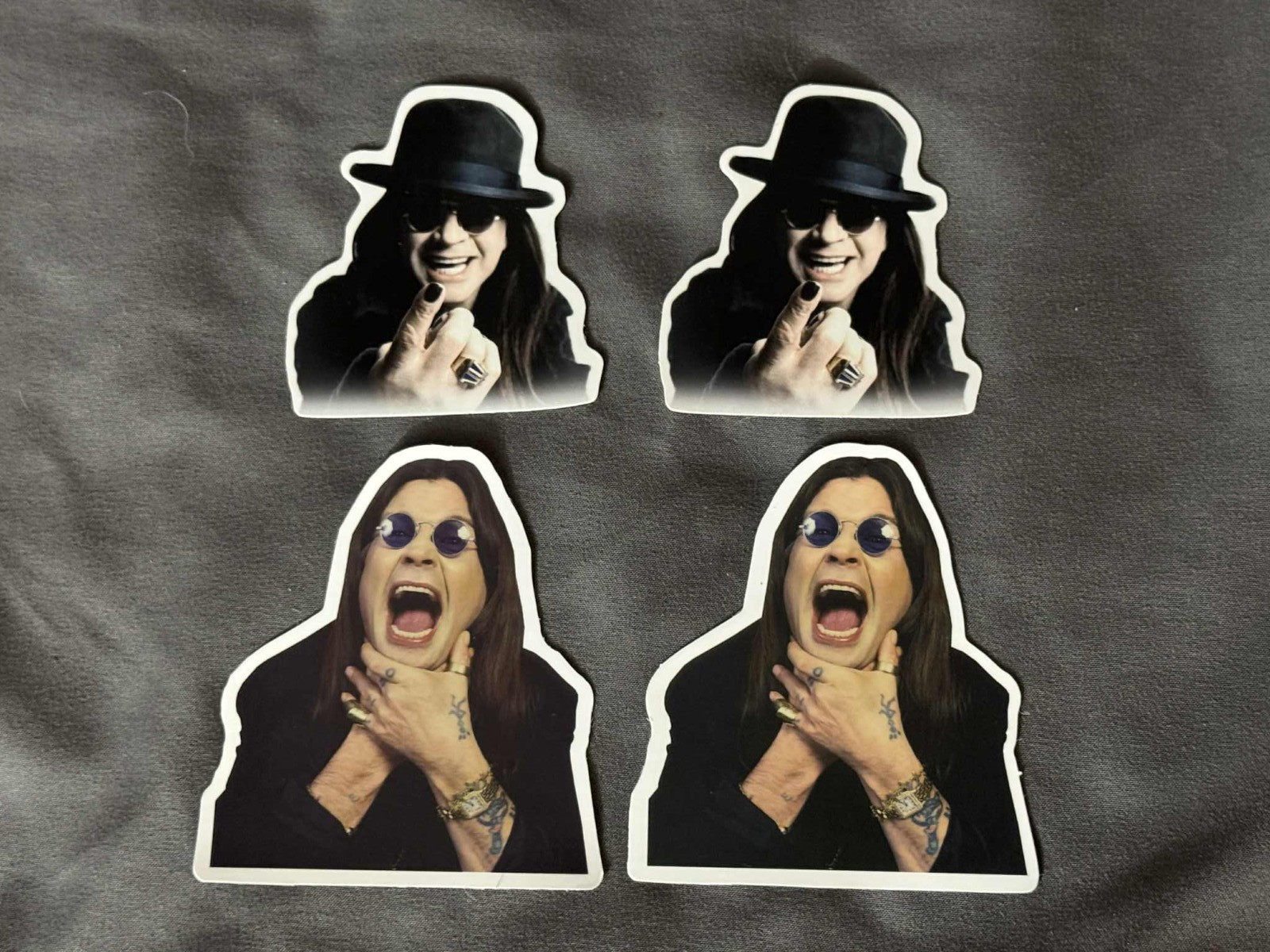 Lot (4) OZZY OSBOURNE 2 1/4" to 3" PHOTO Logo STICKERS Black FAST! FREE SHIP!