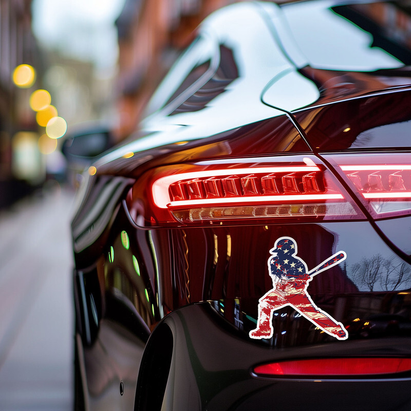 Patriotic American Flag Baseball Car Bumper Sticker Watherproof Vinyl Decal