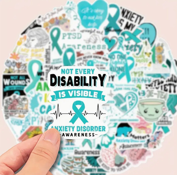 50pcs Anxiety Awareness Mental Health Decoration Stickers Waterproof Stickers
