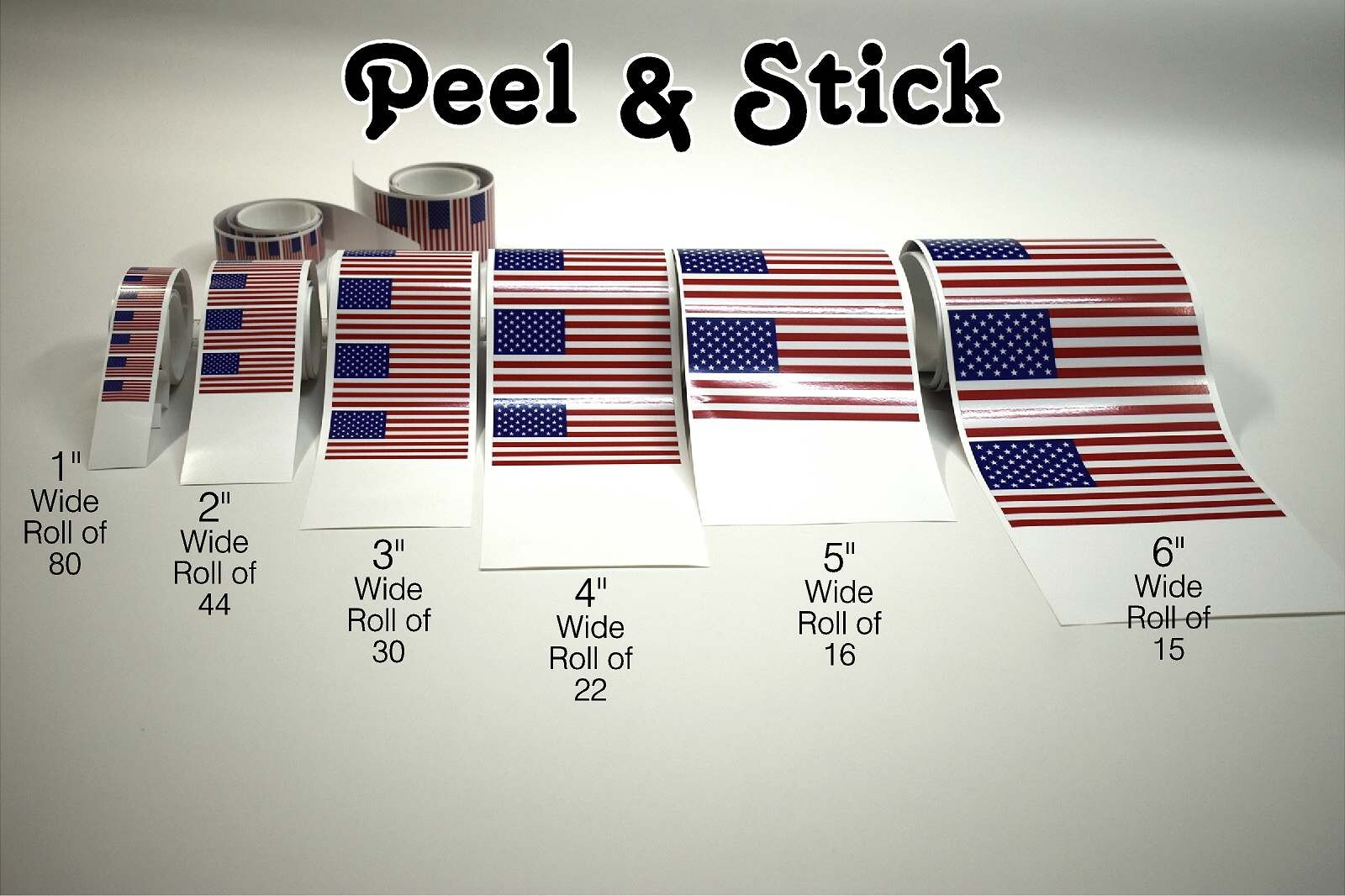 Rolls of Peel & Stick American Flag Stickers