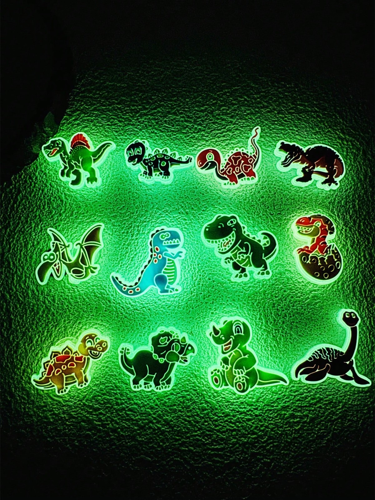 12 Multicolor Glow In Dark Dinosaur Shoe Charms For Crocs And Sandals
