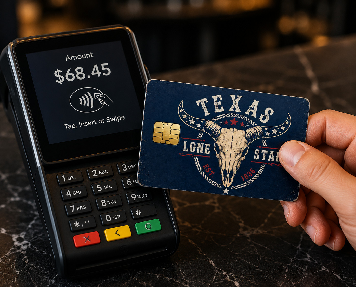 Texas Bull Skull Credit Card Skin Lone Star Debit Card Vinyl Sticker