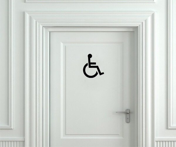 Handicap Accessible Vinyl Decal | Wheelchair Restroom Door Sign Die Cut Sticker