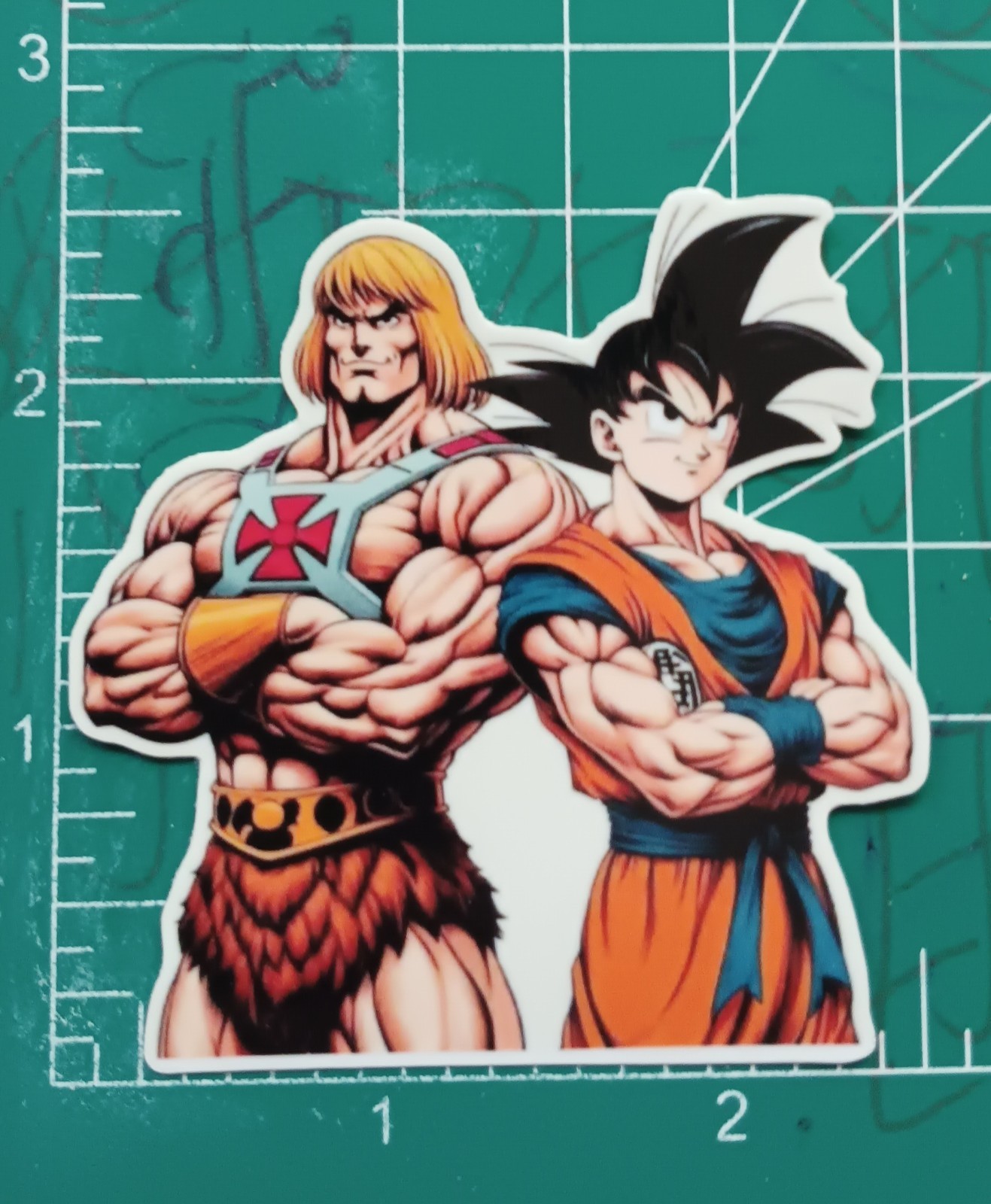 HE-MAN X GOKU CROSSOVER VYNIL DIE-CUT STICKER 3X2
