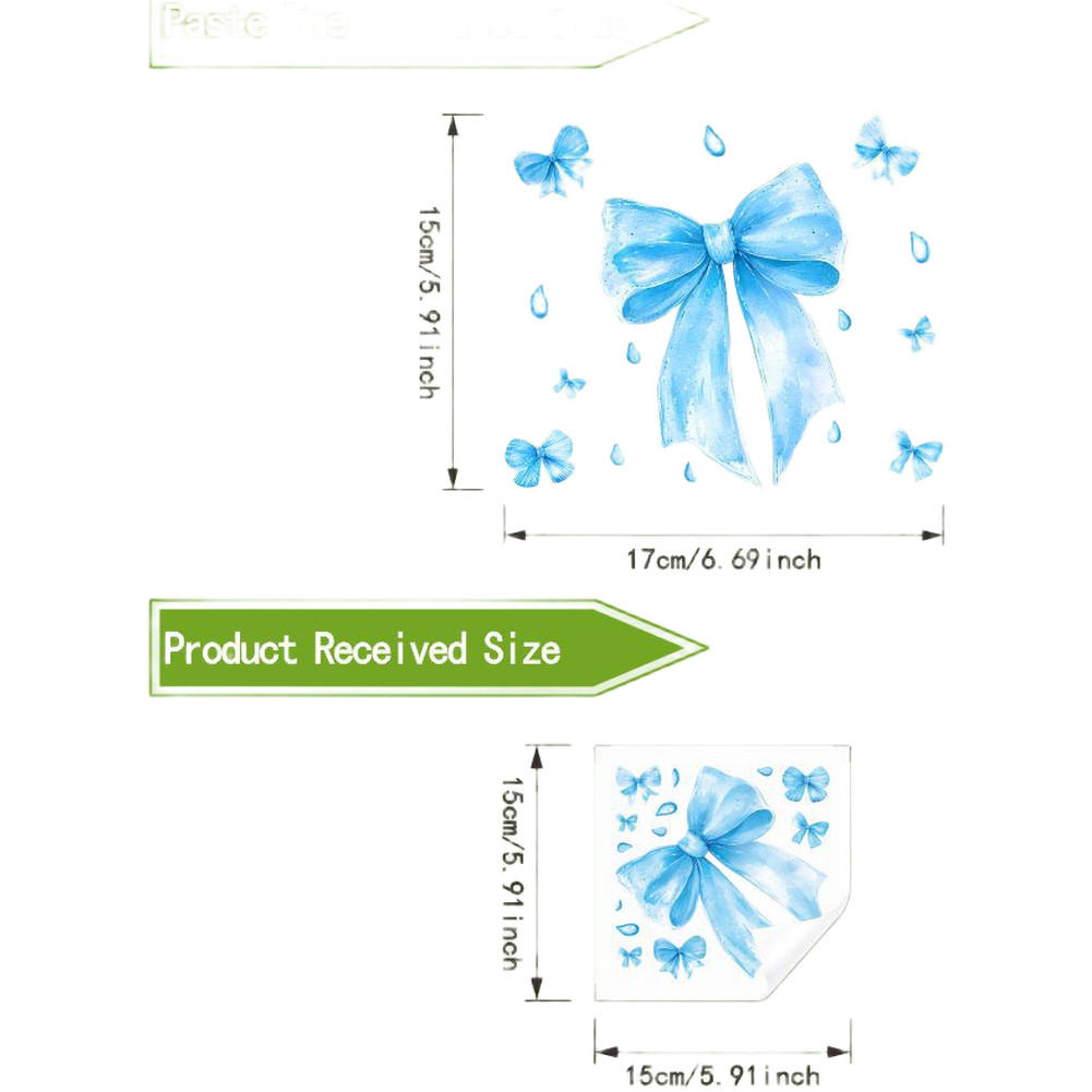 Glow in the Dark Blue Butterfly Bow Sticker PVC for Smooth Indoor Surfaces Only