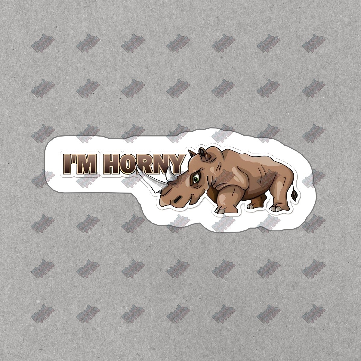 Funny Rhinoceros Vinyl Sticker Im Horny Decal for Water Bottles, #410758
