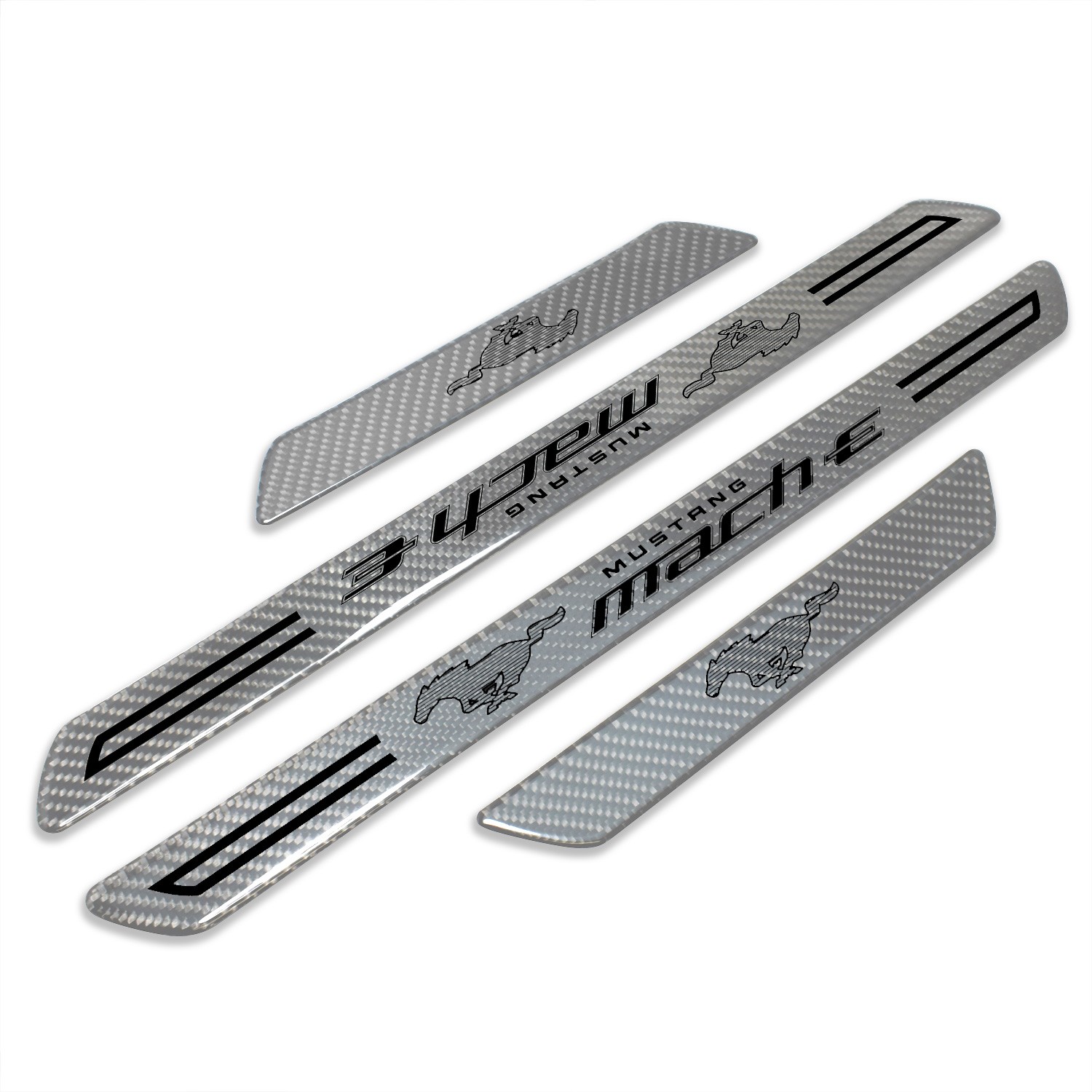 Ford Mustang Mach-E Silver Carbon Fiber Universal Door Sill Kick Plates
