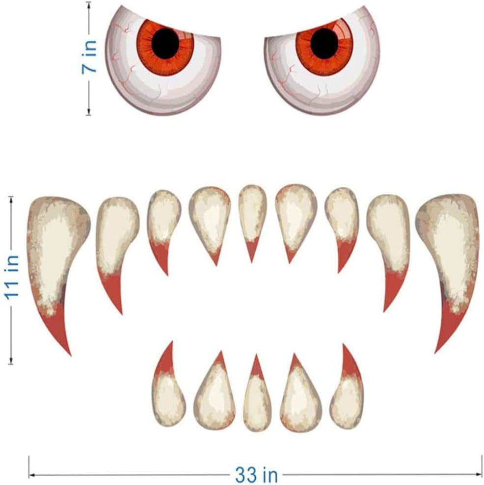 Monster Face Door Stickers – Garage & Archway Halloween Decorations, Haunted Hou