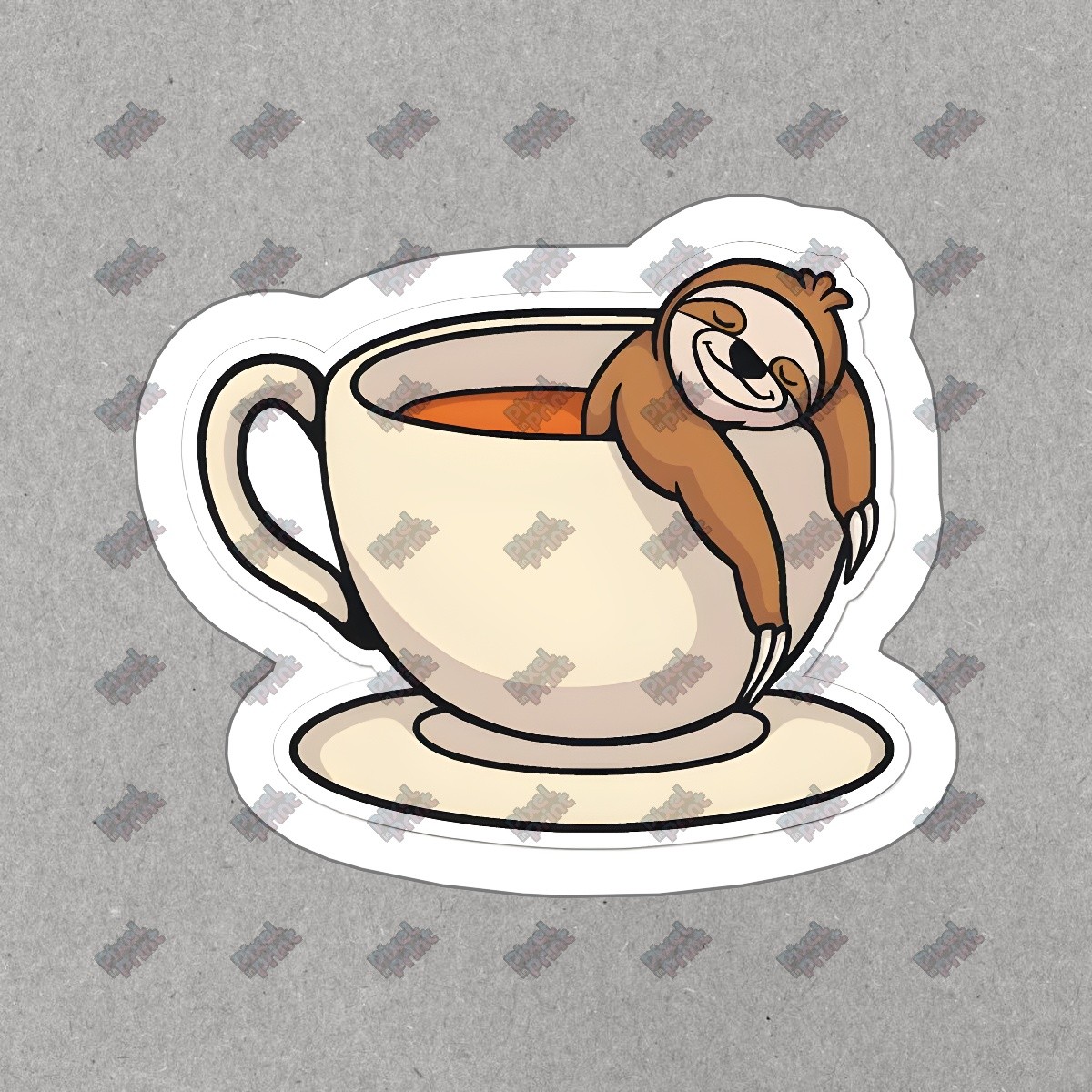 Adorable Sloth in Tea Cup Vinyl Sticker Cute Animal Decal for #115695