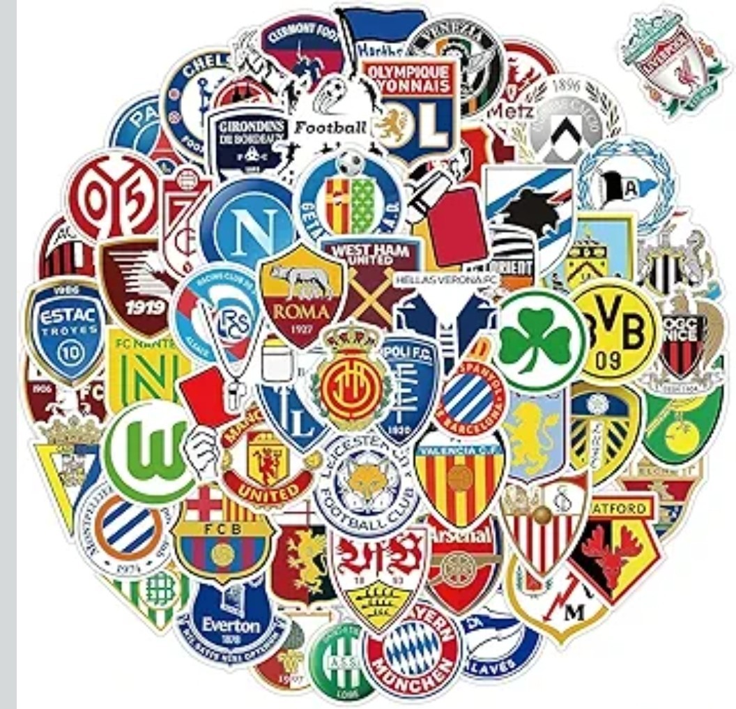 105pc SOCCER CLUB TEAM LOGO Stickers 2" Vinyl Waterproof Decals World Cup Games