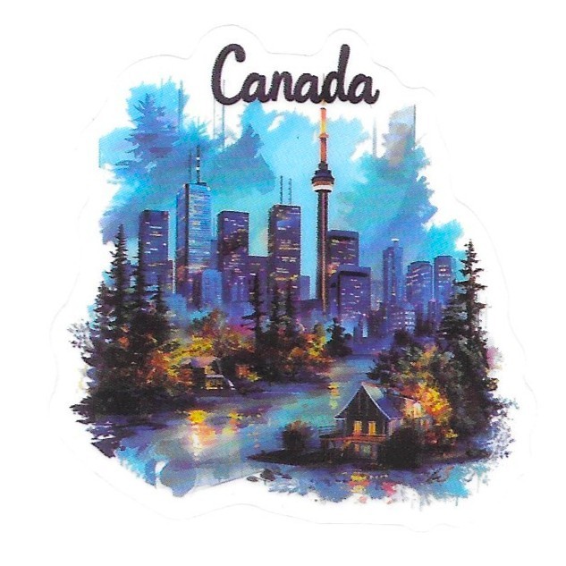 Canada Toronto CN Tower City Skyline Die Cut Clear North American Vinyl Sticker