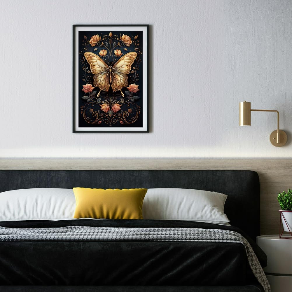 Rub on Transfer Sticker for Furniture Craft Decor 6"X12" Vintage Gold Butterfly