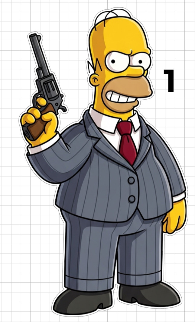 4" 4 Pack Gangster Homer Simpson Stickers Cell Phone Laptop Skate Sticker Party