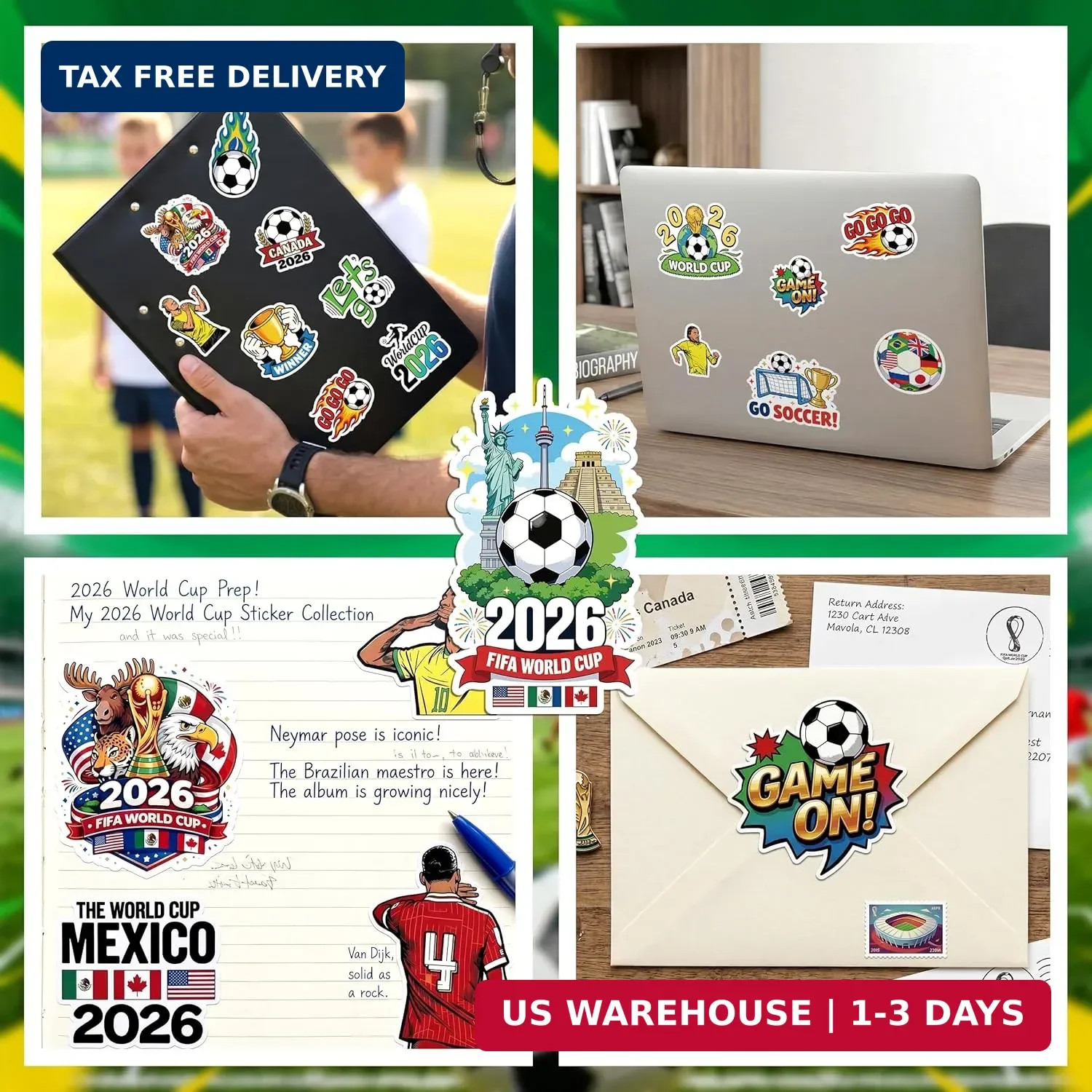 150Pcs Soccer Stickers Vinyl Waterproof Non-Repeating for Boys Girls Teens Adult