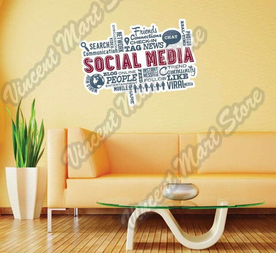 Social Media People Trend Friends Word Wall Sticker Room Interior Decor 25"X18"
