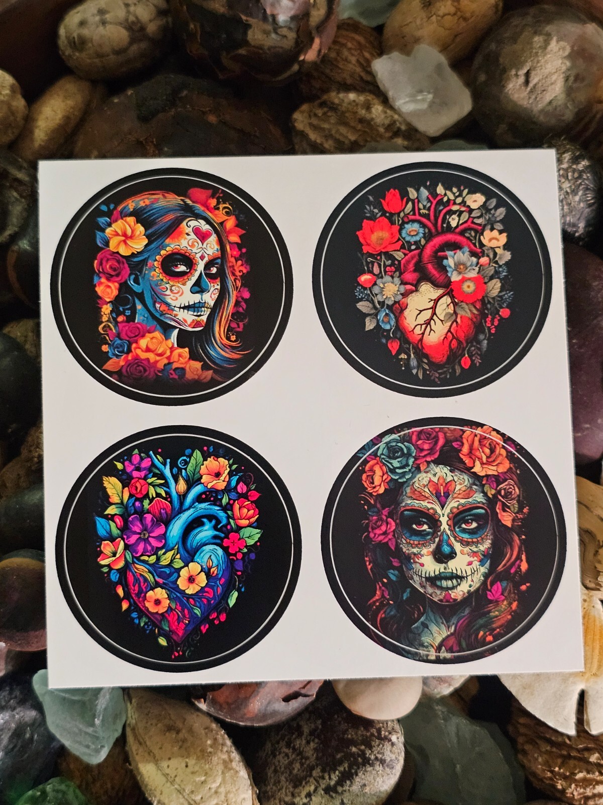 4" and set of 4 – 2" catrina themed sticker- waterproof sticker – Laptop Sticker