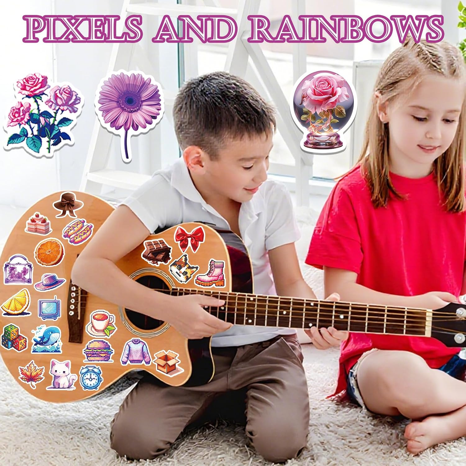 Christmas 100 PCS Water Bottle Stickers for Kids,Waterproof Vinyl Colorful Stick