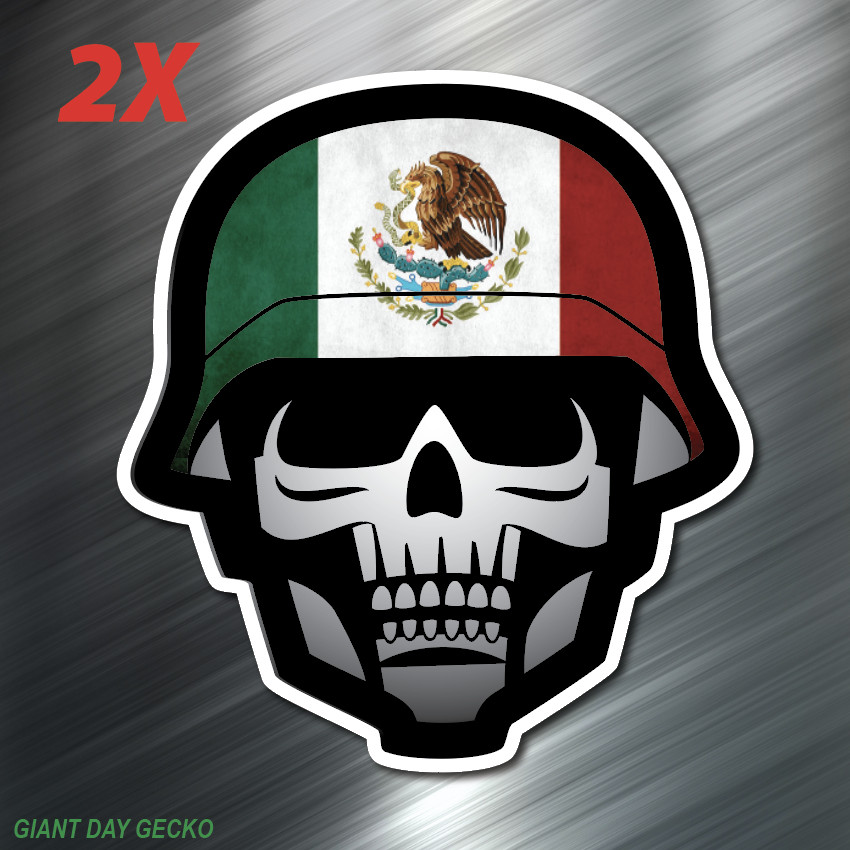 (2) Mexican Mexico Helmet Skull calavera car Laptop Wall Sticker Decal USA