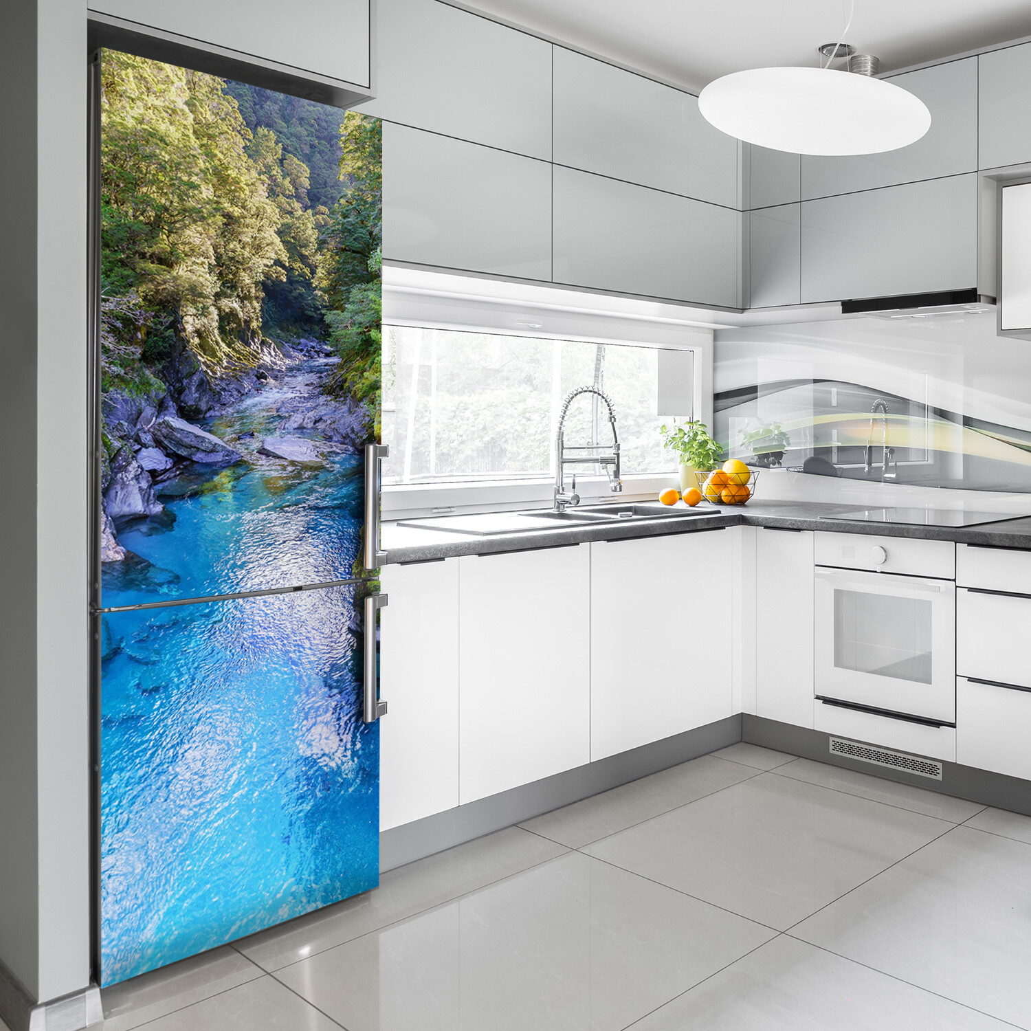 Home Refrigerator Self Adhesive Removable Sticker Landscapes River in the forest