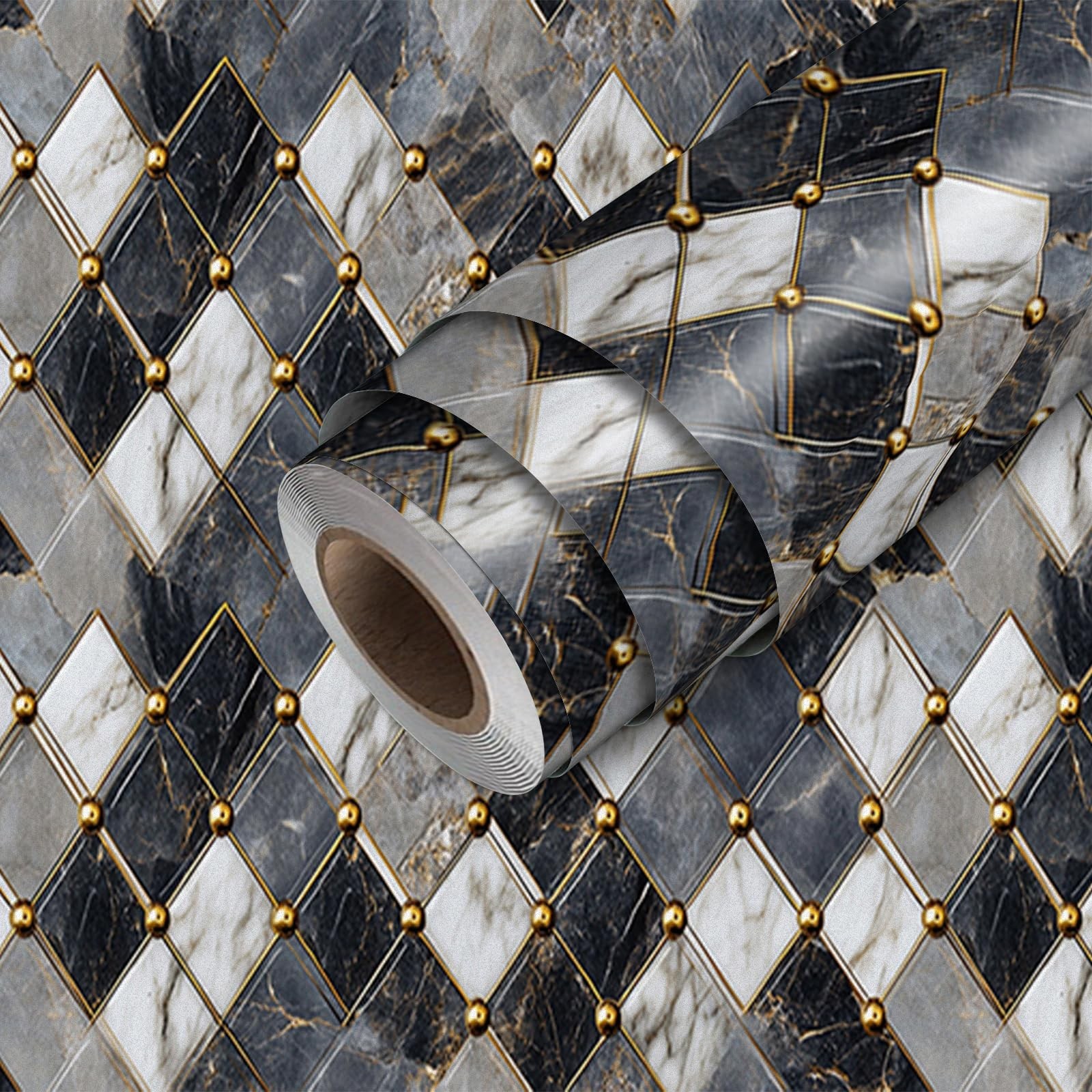 HOMETITUTE Marble Wallpaper Peel and Stick Geometric Contact Paper Wall Paper…