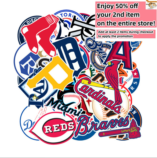 30 Pcs Stickers MLB All 30 Teams LOGO Baseball Luggage Laptop Skateboard Car