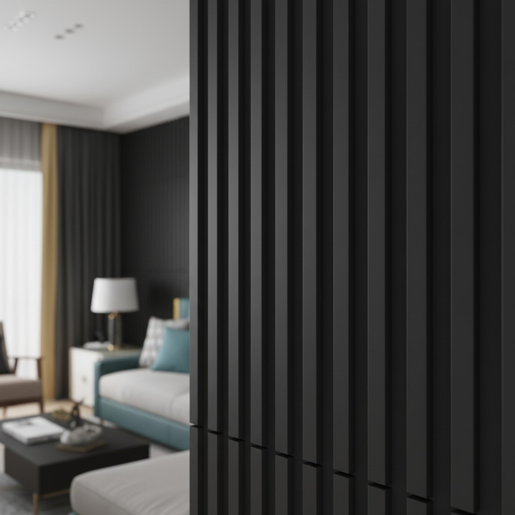 Versatile Black PVC 3D Slat Wall Panel Pack – 12 Tiles, 32 Sq.Ft. Coverage