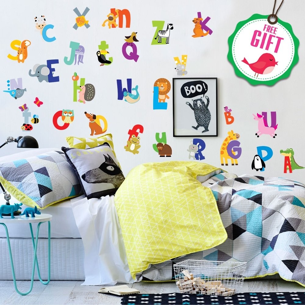 ABC Wall Decals – Alphabet Educational Animal Stickers – Classroom Decor – Pl…