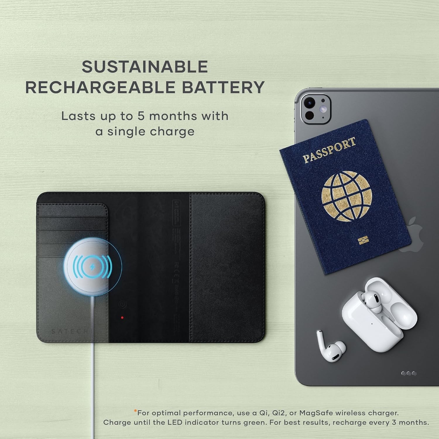 Passport Holder for Travel with Find My, Passport Cover with 4 Card Holder, Wire