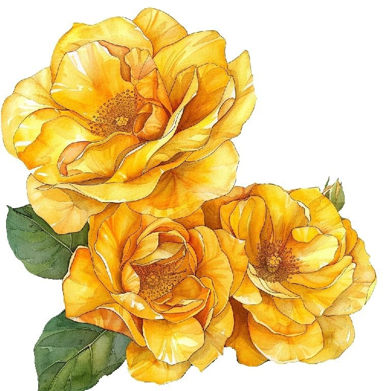 MAKTEM Japanese Yellow Rose Flower Car Sticker, Floral Oriental Rose Vinyl Bu…