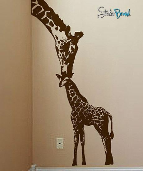 Baby Giraffe Decal Mother Giraffe Wall Decal Sticker. Africa Safari (Black) #384