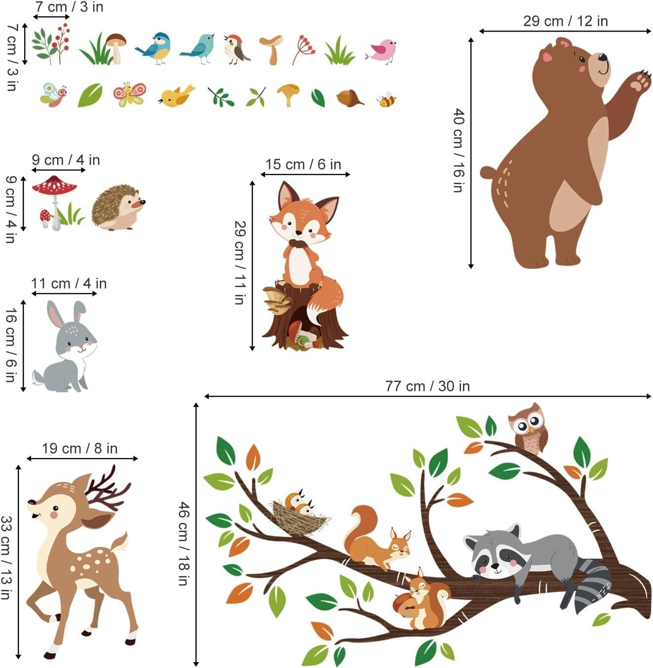 Colorful Waterproof Animal Wall Stickers – Ideal for Nurseries and Bedrooms