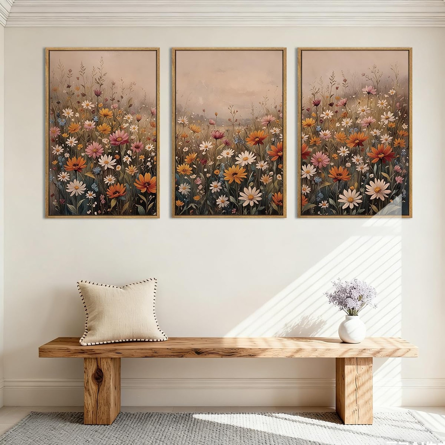 IARTTOP Framed Floral Canvas Wall Art Large 16×24 Inch Colorful Wildflower Ar…